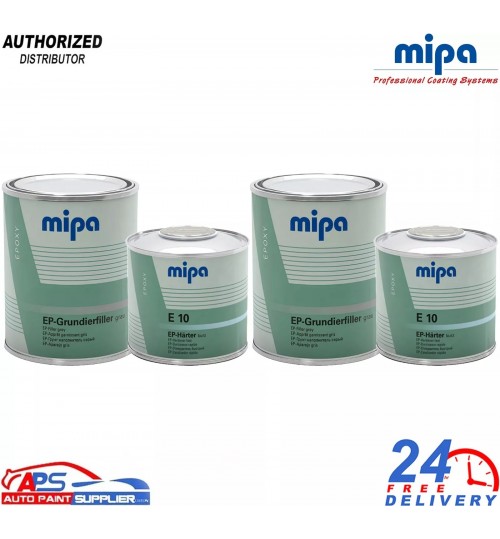 2X MIPA EP-GRUNDIERFILLER 2K EPOXY PRIMER WITH E10 FAST HARDENER - 3LTR KIT
